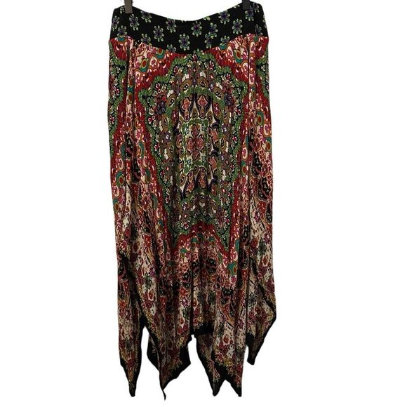 Bila Womens large Boho Hippie Mixed Print Handkerchief Hem Maxi Skirt peasant pr - Picture 2 of 10